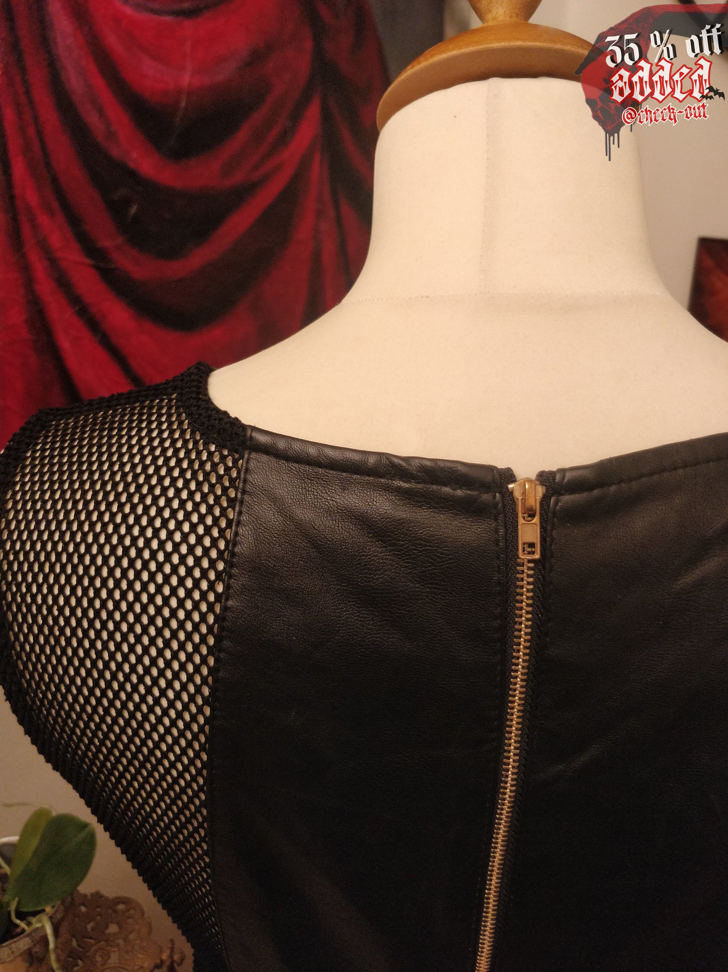 Mesh & Faux Leather Dress