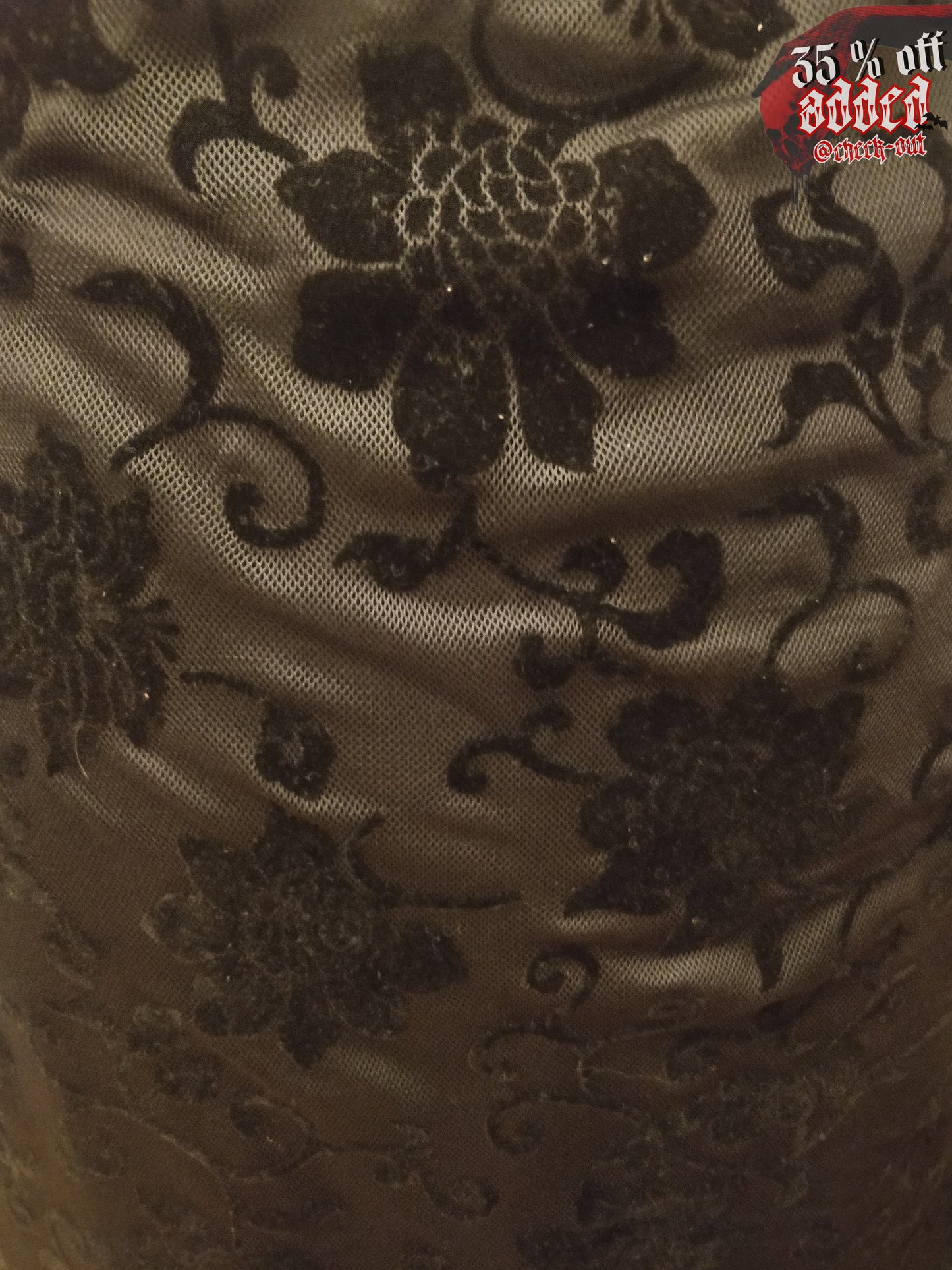 Long Black Velvet Patterned Skirt