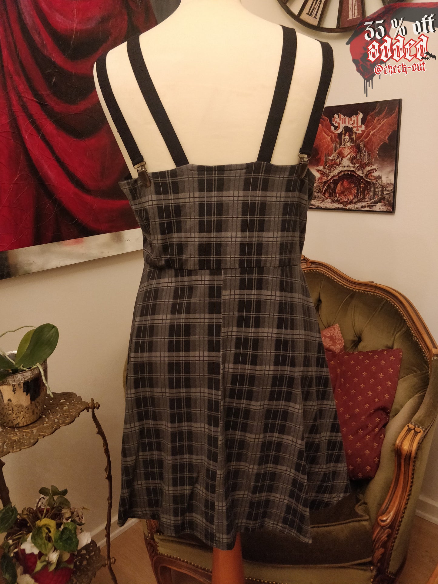 Grey Checkered Killstar Dress
