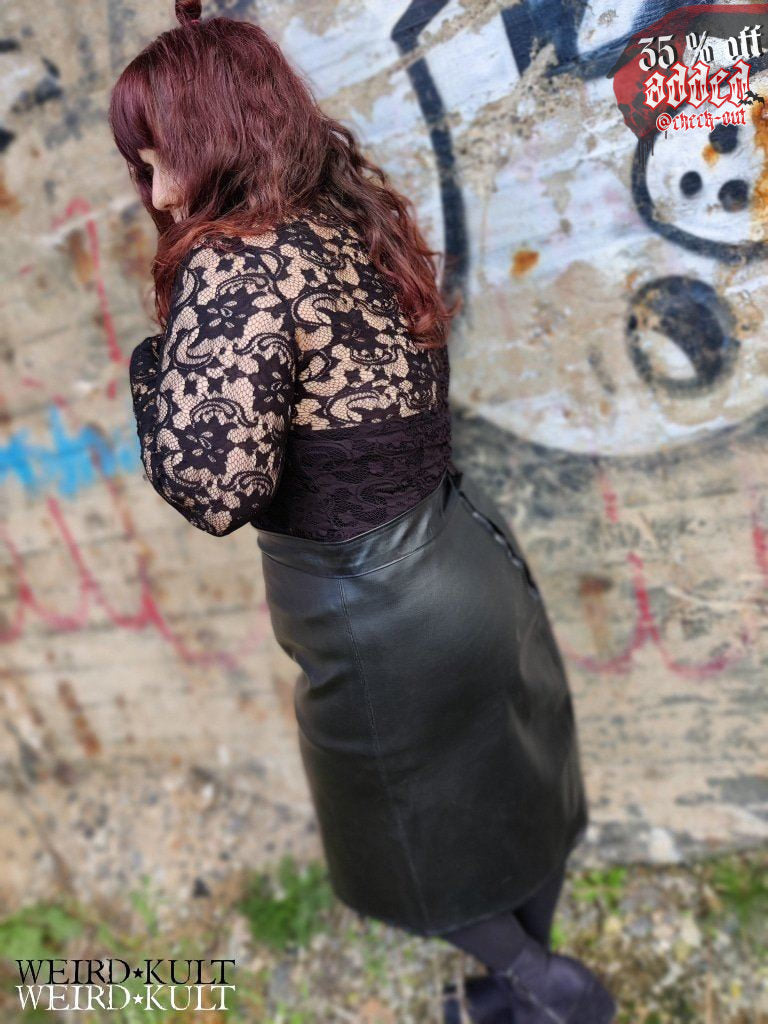 Fake Leather Skirt (Plus)