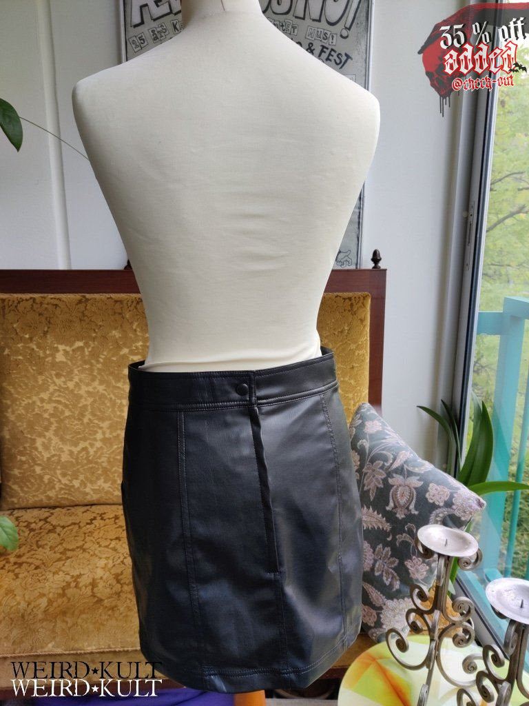 Fake Leather Skirt With Pockets