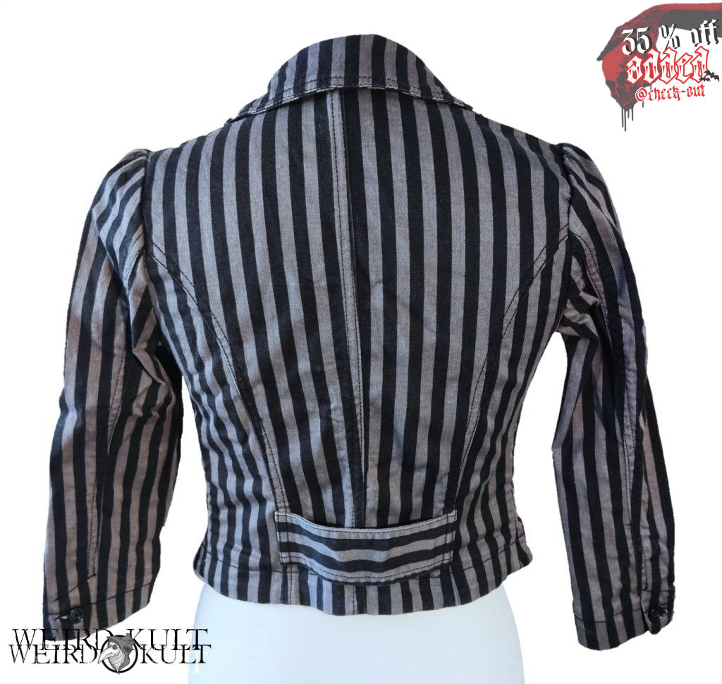 Jackets - Grey And Black Stribed Jacket