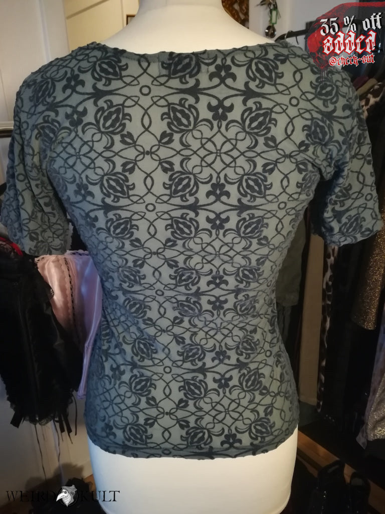 Grey T-Shirt With Velour Pattern