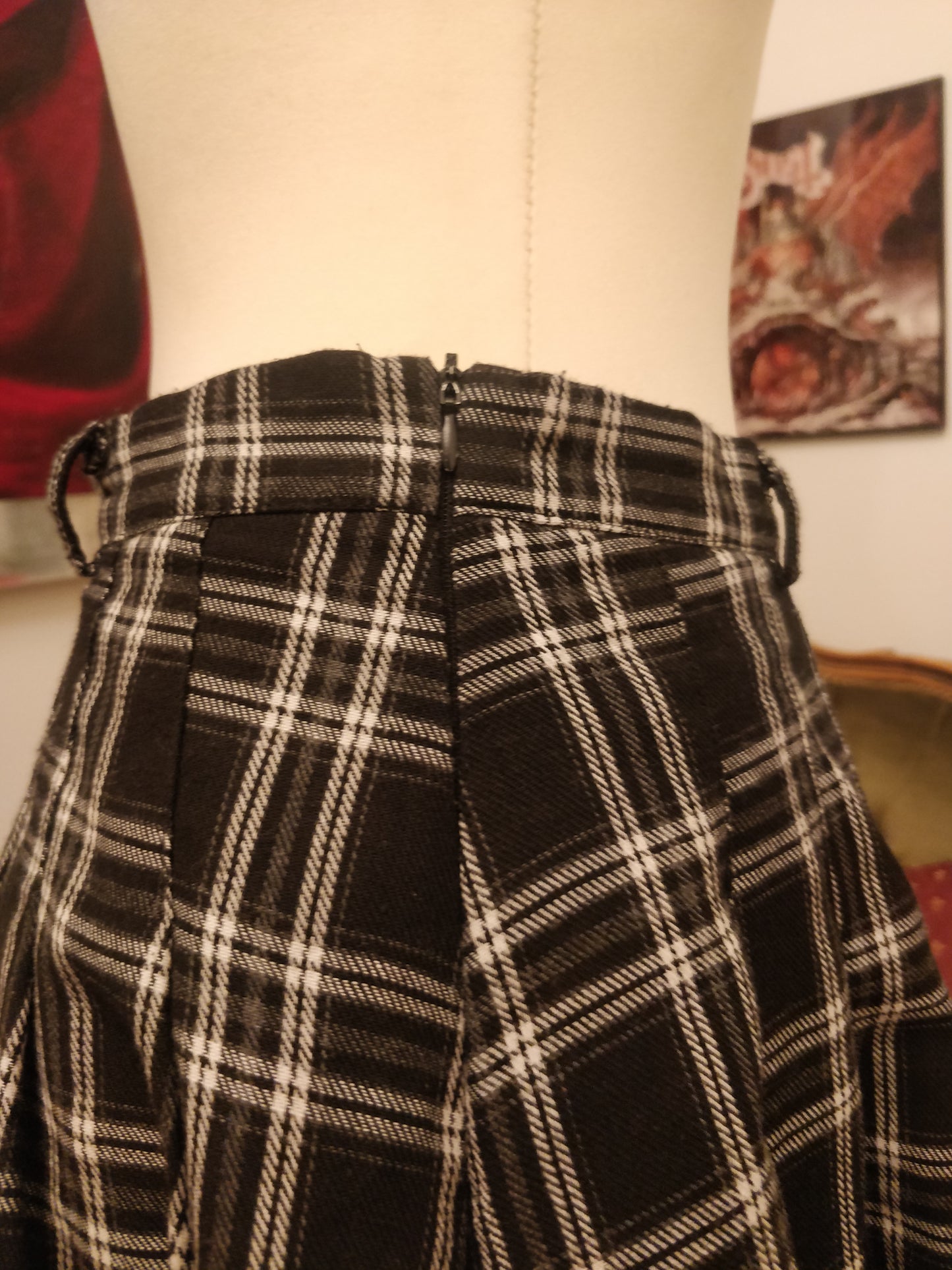 Checkered Black Grey And White Skirt