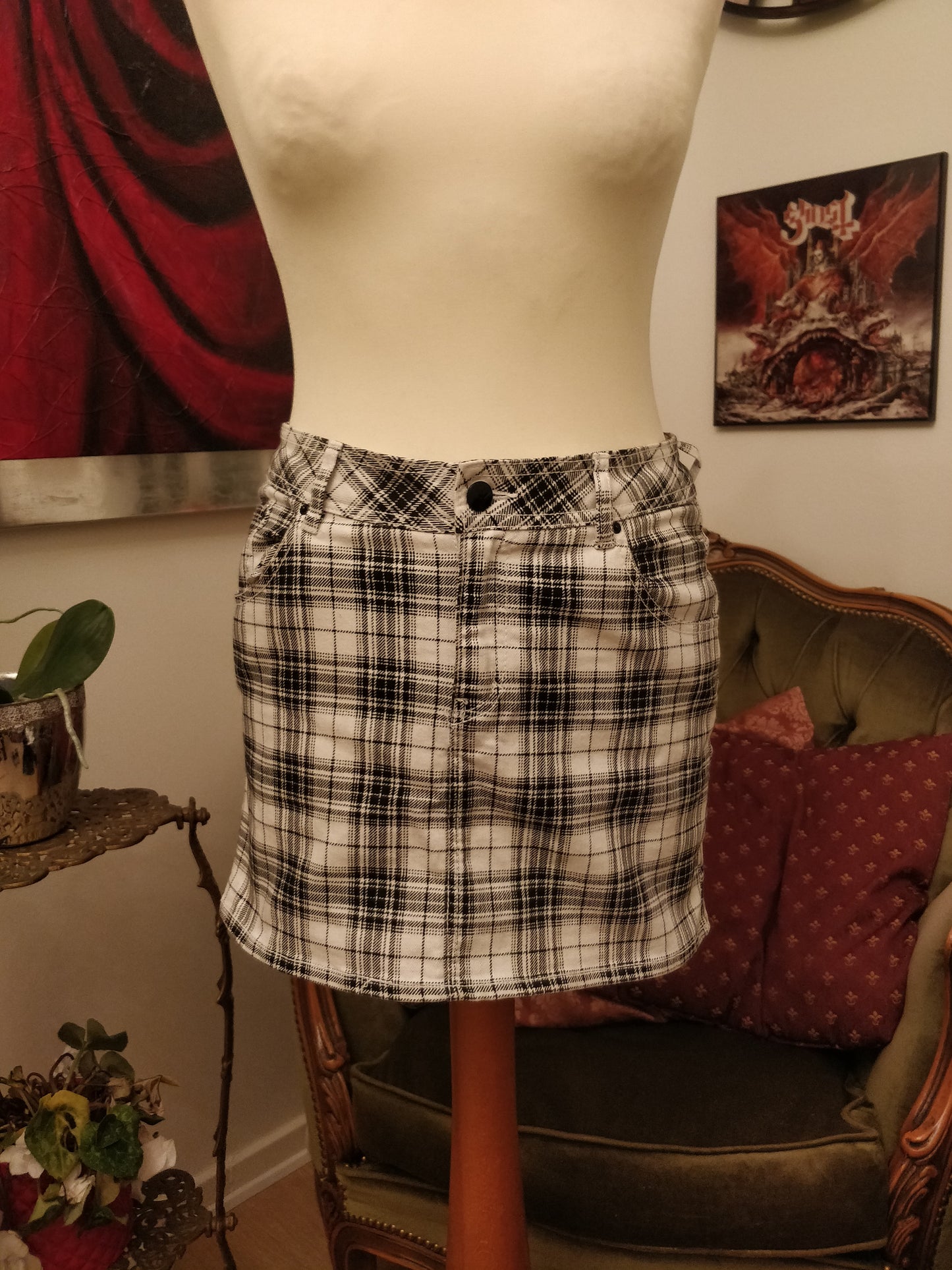 Black And White Checkered Skirt