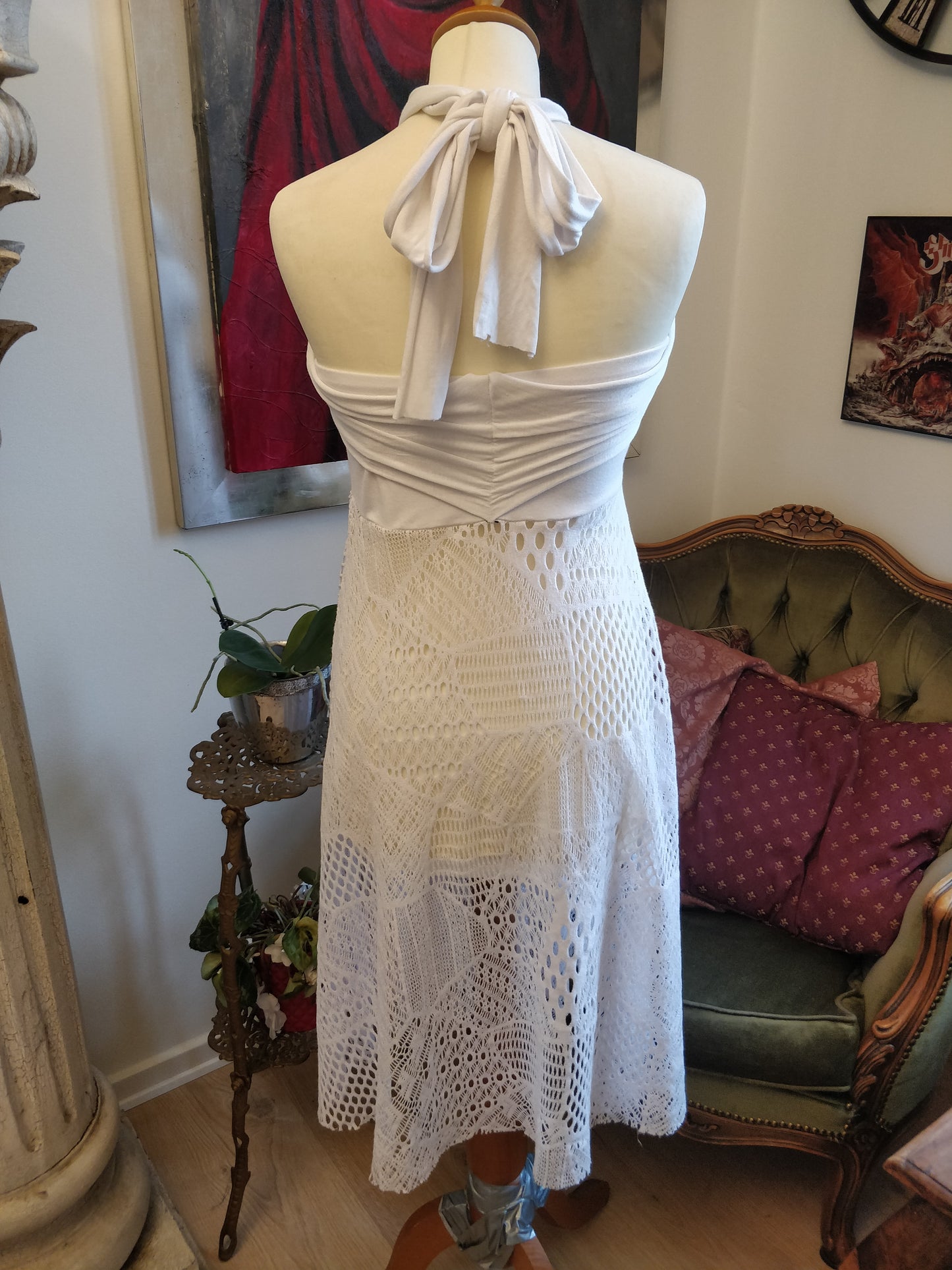 White Seethrough Mesh Dress