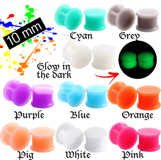 Silicone Plugs (1 pair, 10 mm, various colours)