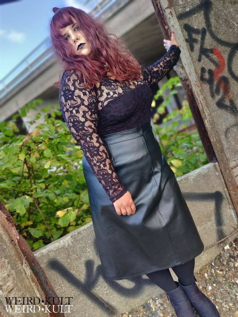 Fake Leather Skirt (Plus)