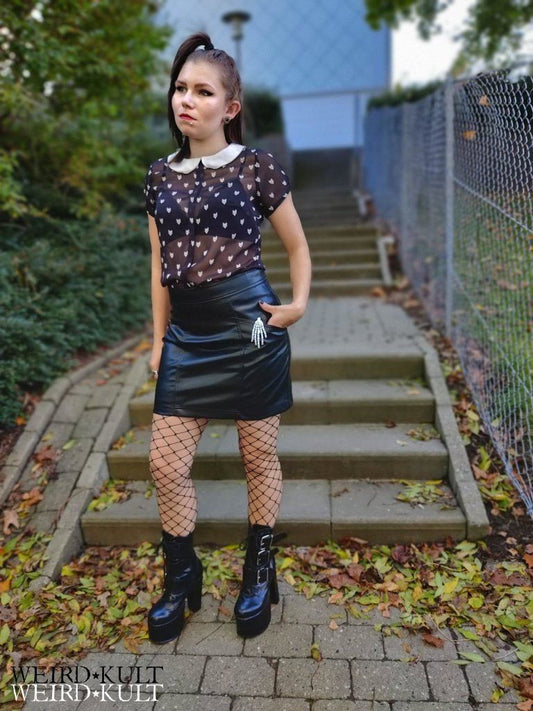 Fake Leather Skirt With Pockets