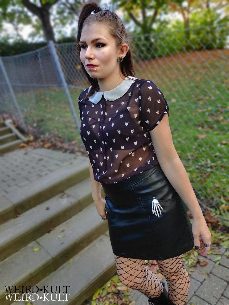 Fake Leather Skirt With Pockets