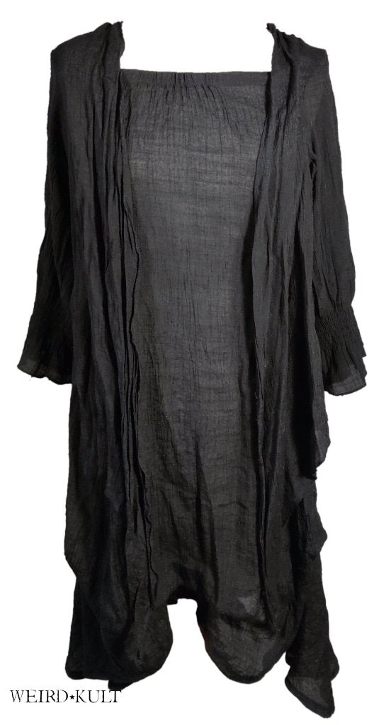 Faux Layered Black Dresshirt