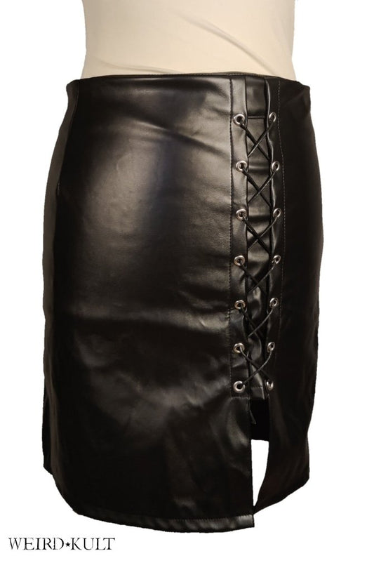 Faux Leather Skirt With Corset Detail