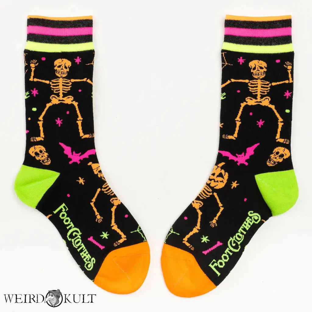 Footclothes Rave Skeletons Crew Socks - Uv Reactive