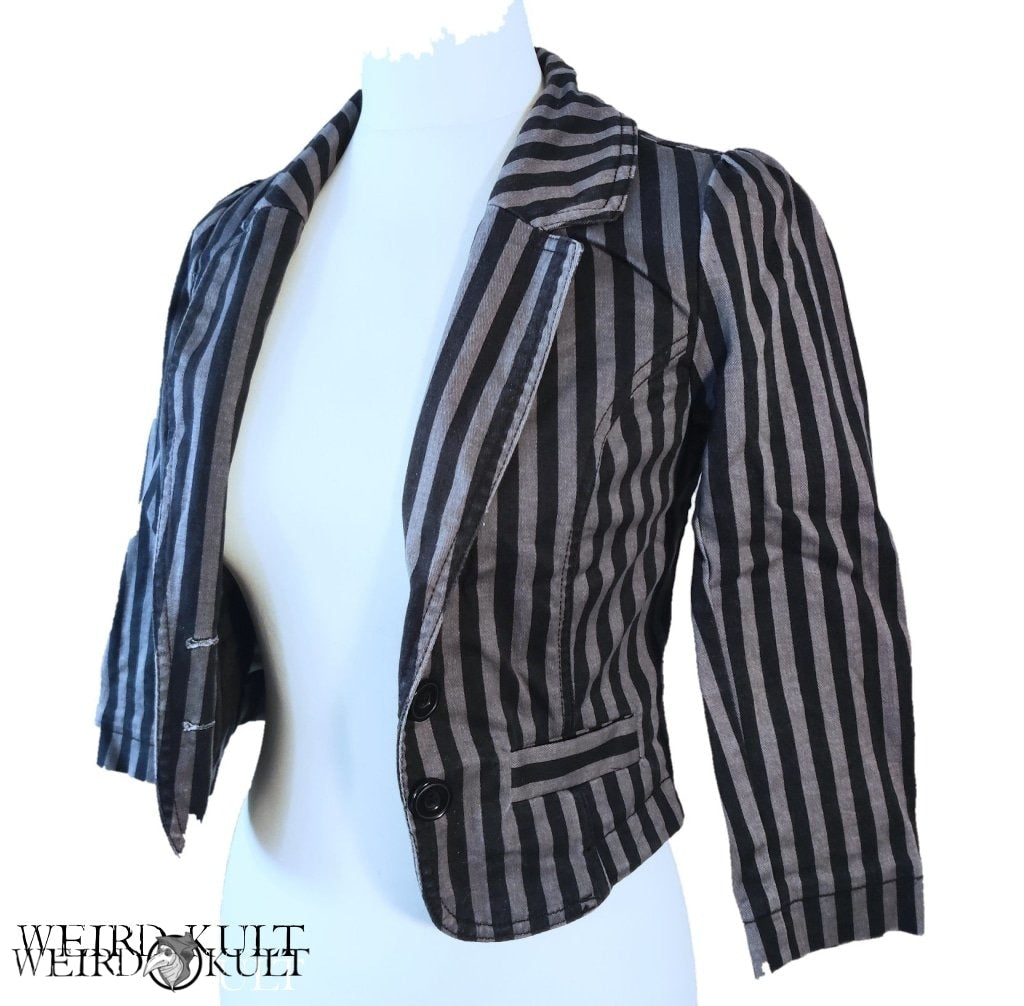 Jackets - Grey And Black Stribed Jacket