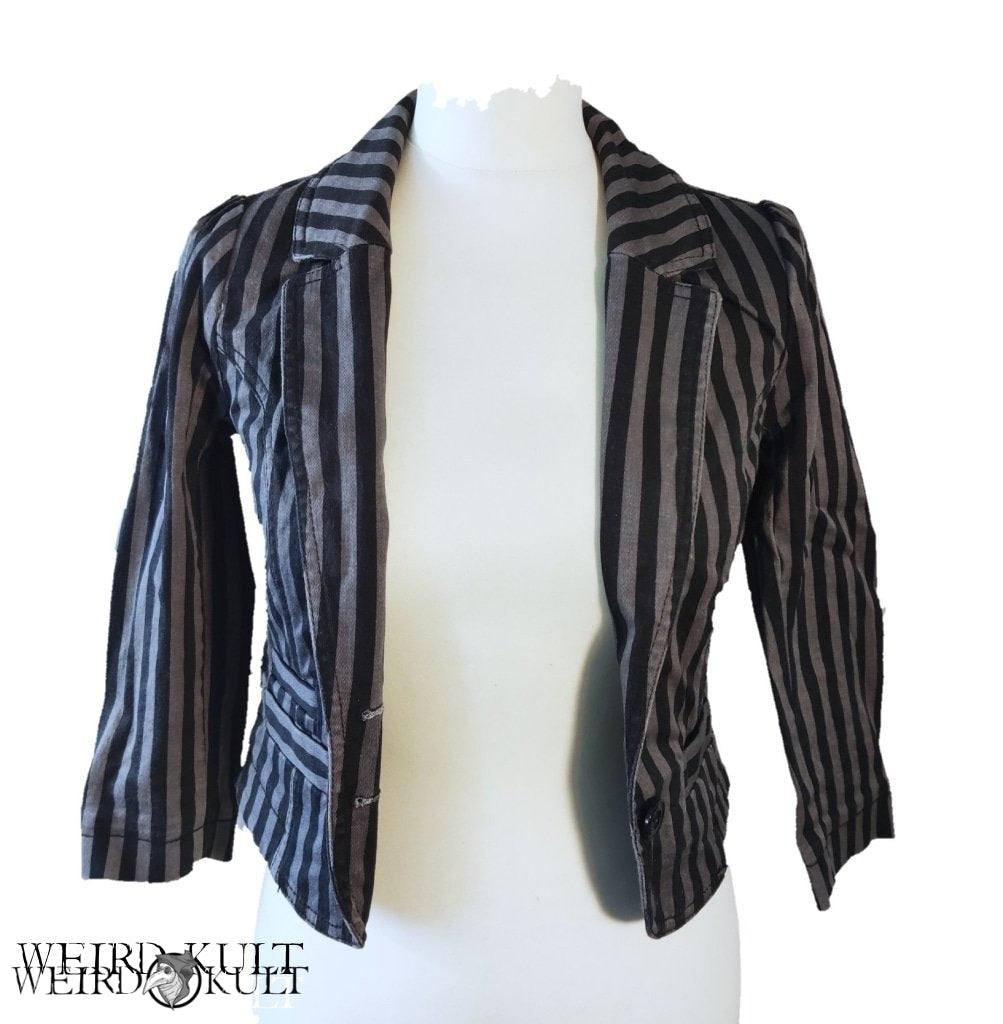 Jackets - Grey And Black Stribed Jacket