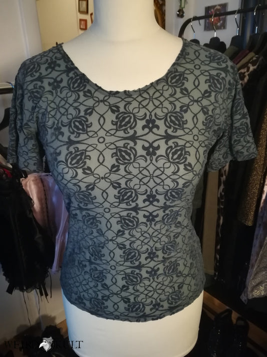 Grey T-Shirt With Velour Pattern