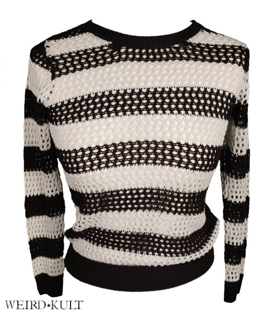 Knitted Black And White Long Sleeve Shirt