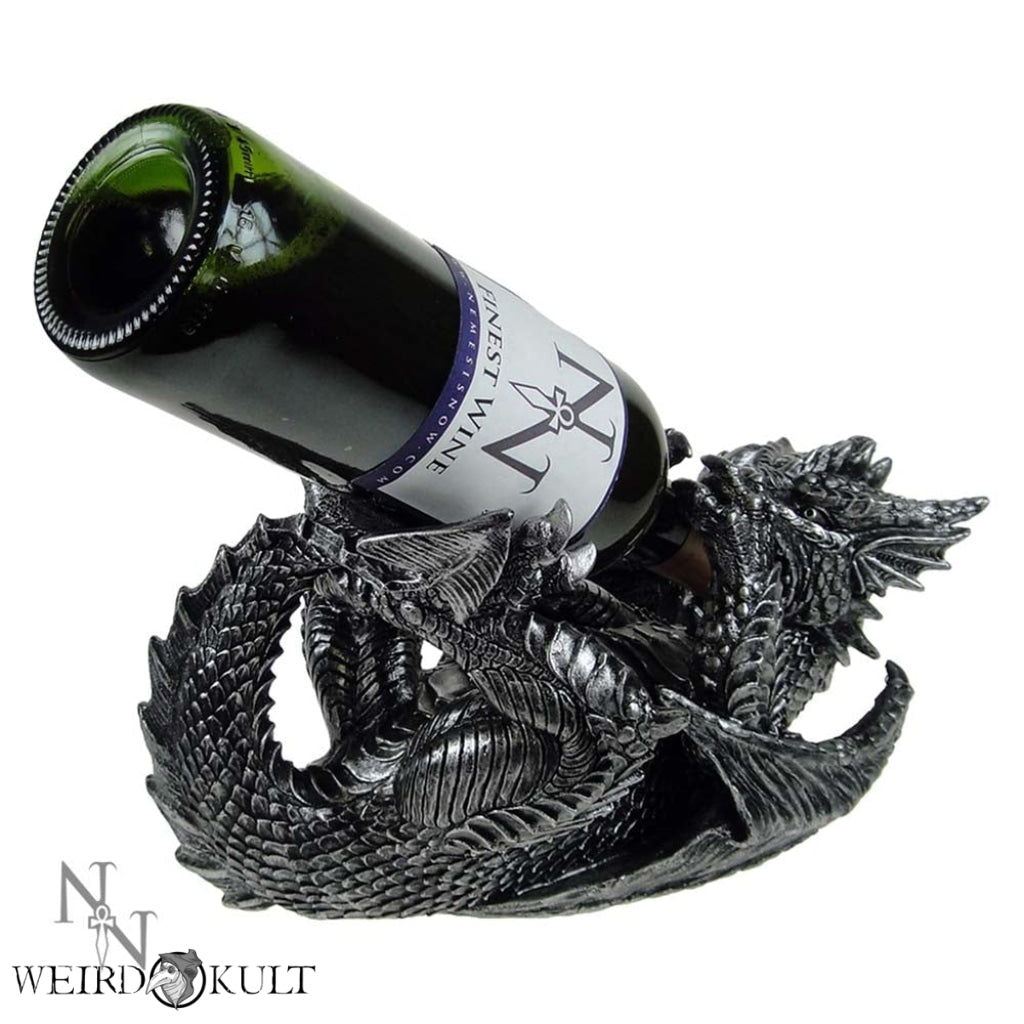 Metallic Silver Dragon Guzzler Wine Bottle Holder Vinholder