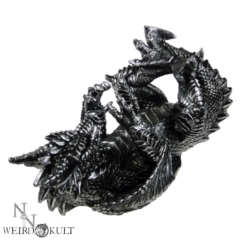 Metallic Silver Dragon Guzzler Wine Bottle Holder Vinholder