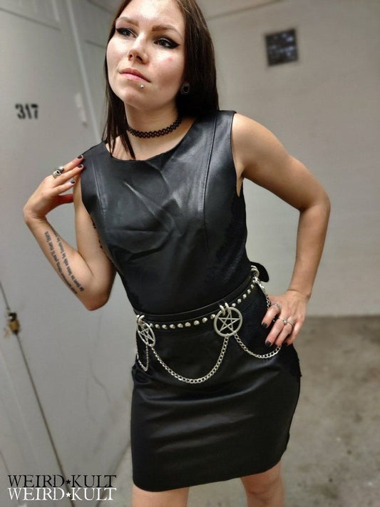 Side Laced Fake Leather Front Dress