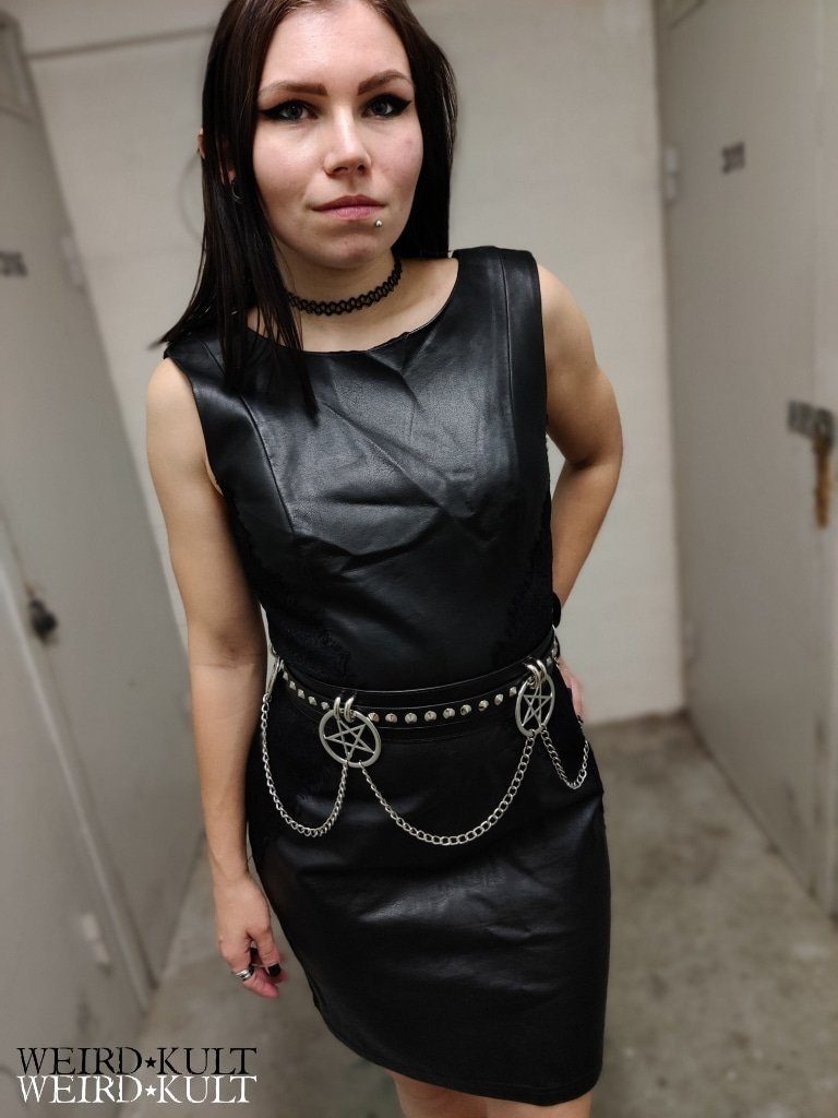 Side Laced Fake Leather Front Dress