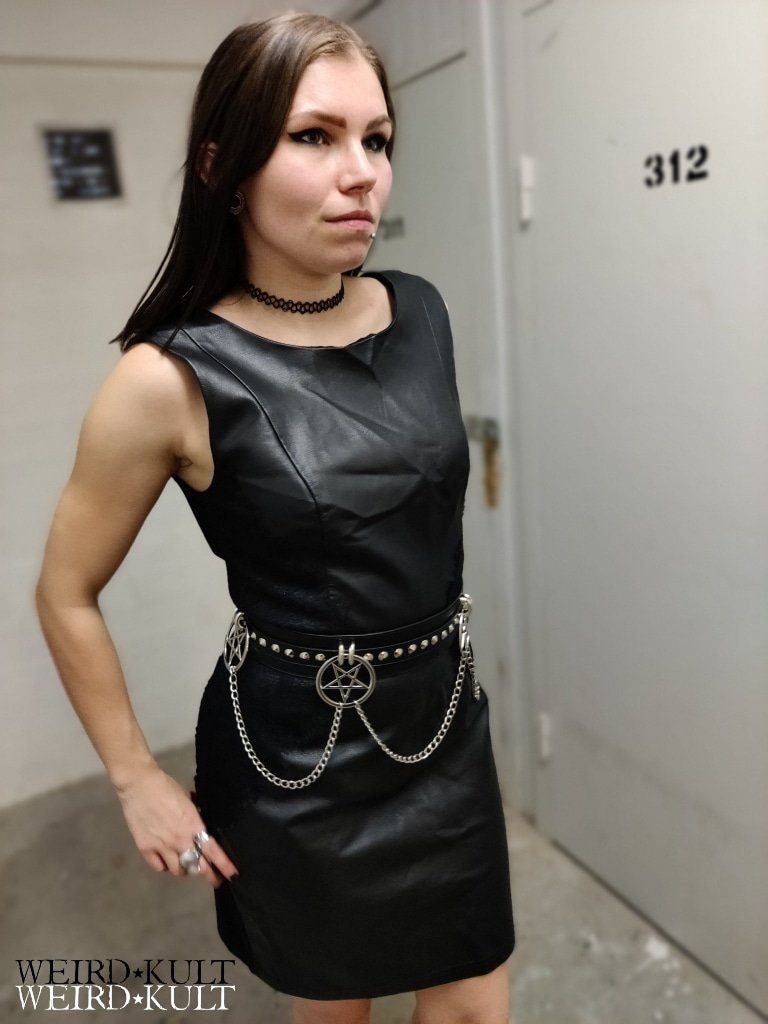 Side Laced Fake Leather Front Dress