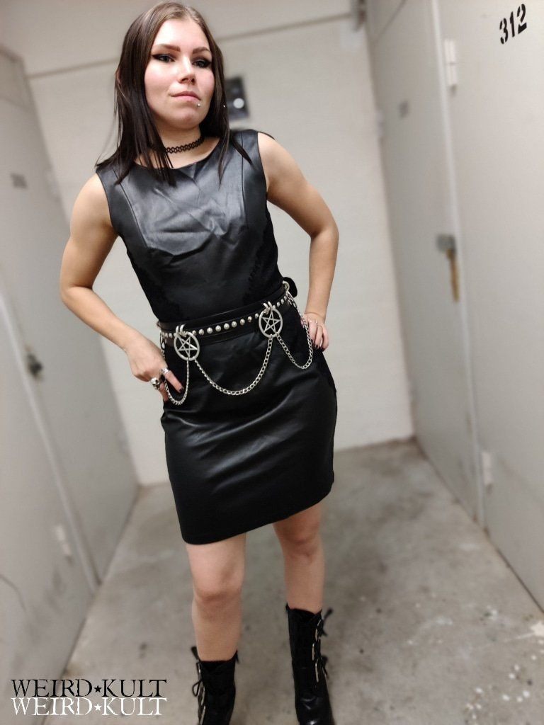 Side Laced Fake Leather Front Dress